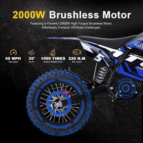 MotoTec 60V/15.6Ah 2000W Pro Off-Road Electric Dirt Bike