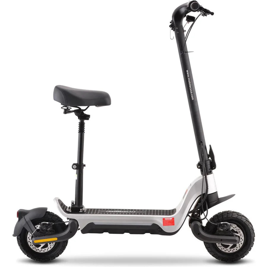 MotoTec Fury 48V/18Ah 1000W Lithium Electric Scooter Silver