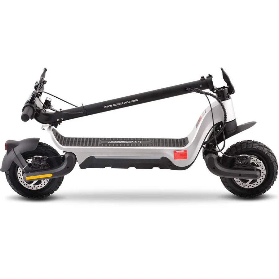 MotoTec Fury 48V/18Ah 1000W Lithium Electric Scooter Silver