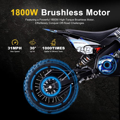 MotoTec 48v/13Ah 1800w Pro Electric Dirt Bike