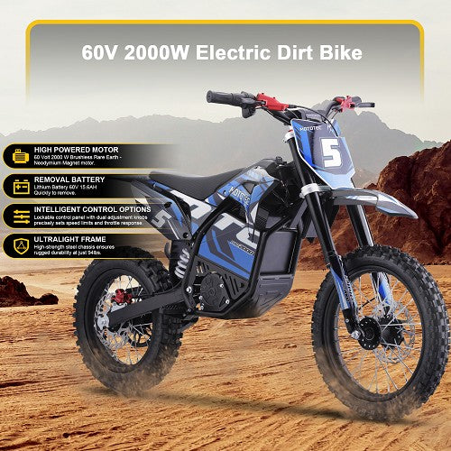 MotoTec 60V/15.6Ah 2000W Pro Off-Road Electric Dirt Bike (HP115E)